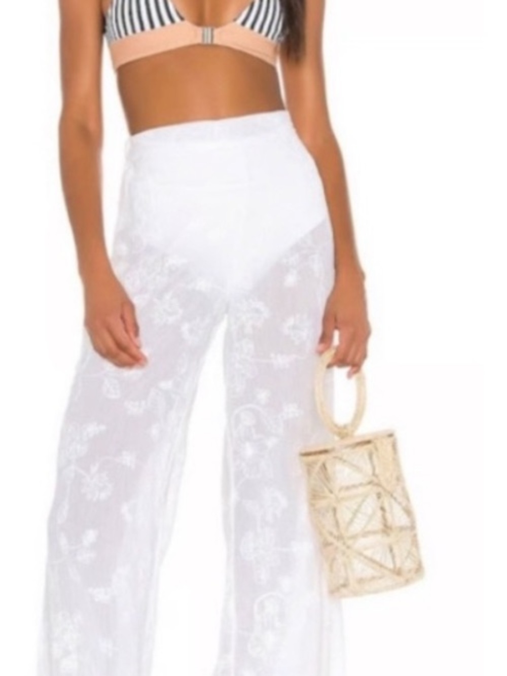 New Anatomie White Sheer Lace Wide-Leg beach  Pants - Picture 2 of 10
